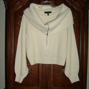 Eloquii Cropped Cream Ribbed Turtleneck Sweater, Size 14/16, EUC